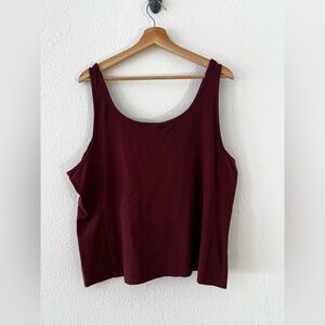 Eileen Fisher burgundy tank top stretch crepe washable scoop neck XL